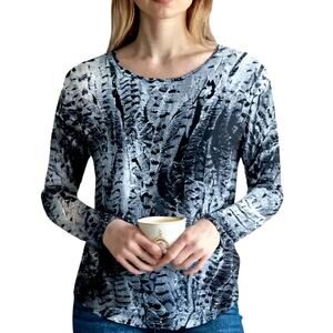 Jones New York 3X Gray Women's Top Shirt Long Sleeves Plus Size 3XL XXXL 26W 28W